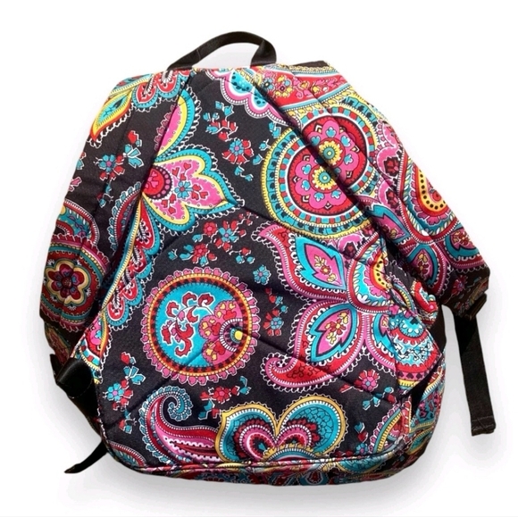 VERA BRADLEY Campus Backpack PETAL Paisley Black Pink Quilted Travel School - Picture 10 of 14